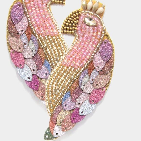 Peacock Multi Color Seed Bead Earrings NWT - Picture 2 of 6